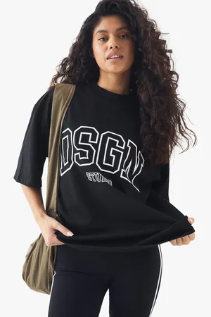 Boohoo Womens Dsgn Studio Sports Club Heavyweight Oversized T-Shirt - - S