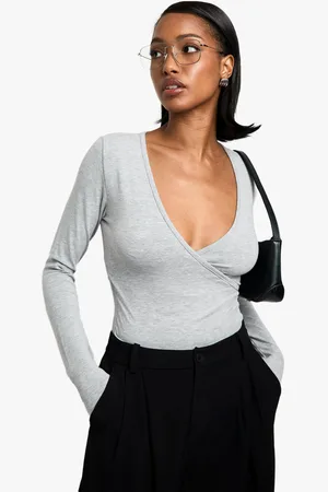 Boohoo Womens Wrap Front Long Sleeve Top - - 6