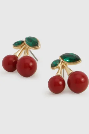 Boohoo Womens Embellished Cherry Stud Earrings - - One Size