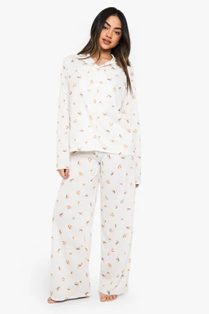 Boohoo Womens Mixed Iced Coffee & Doughnut Print Long Sleeve Shirt & Trousers Pyjama Set - - 6
