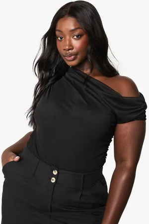 Boohoo Womens Plus Mesh Overlay Ruched Bodysuit - - 16