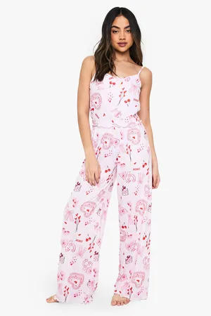 Boohoo Womens Mixed Print Lettuce Hem Cami & Trousers Pyjama Set - - 6
