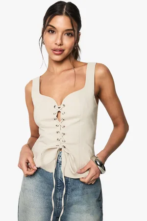Boohoo Womens Bengaline Lace Up Detail Corset Top - - 6
