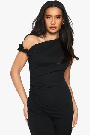 Boohoo Womens Textured Off Shoulder Ruched Top - - 6