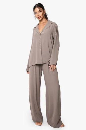 Boohoo Womens Woven Oversized Shirt & Drawstring Trouser Co-Ord - - 6