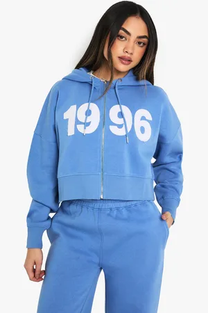 Boohoo Womens 1996 Self Fabric Applique Cropped Hoodie - - S