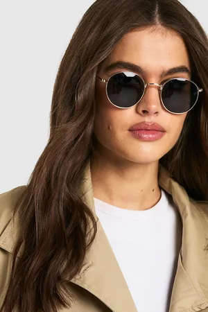 Boohoo Womens Retro Silver Frame Round Sunglasses - - One Size