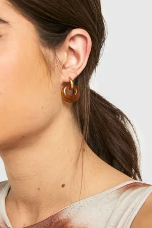 Boohoo Womens Resin Drop Hoop Earrings - - One Size