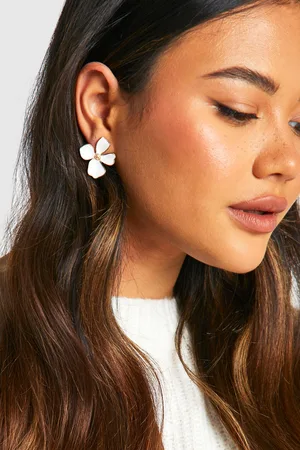 Boohoo Womens Enamel Flower Stud Earrings - - One Size