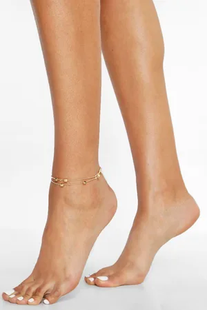 Boohoo Womens Cube Pendant Double Chain Anklet - - One Size