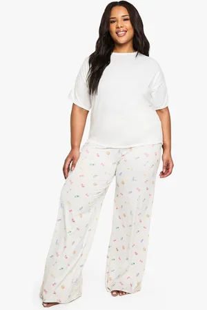 Boohoo Womens Plus Sweet Print T-Shirt & Trouser Pj Set - - 16