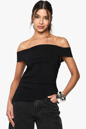 Boohoo Womens Bengaline Bardot Top With Ruched Detail - - 6