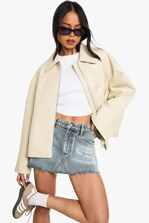 Boohoo Womens Faux Leather Zip Jacket - - 16