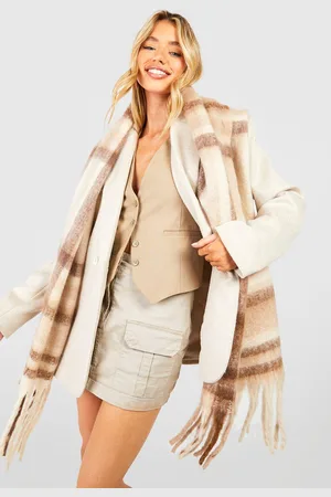 Boohoo Womens Chunky Stone Checked Fringe Scarf - - One Size