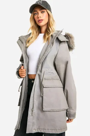 Boohoo Womens Hooded Pocket Detail Parka - - 10