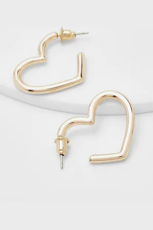 Boohoo Womens Simple Heart Hoop Earrings - - One Size