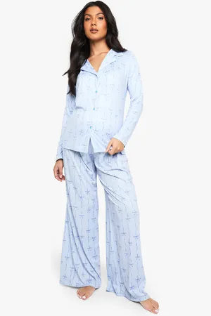 Boohoo Womens Maternity Bow Print Shirt And Trouser - 8