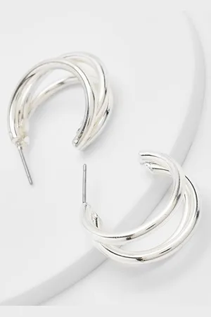 Boohoo Womens Triple Cut Out Hoop Earrings - - One Size