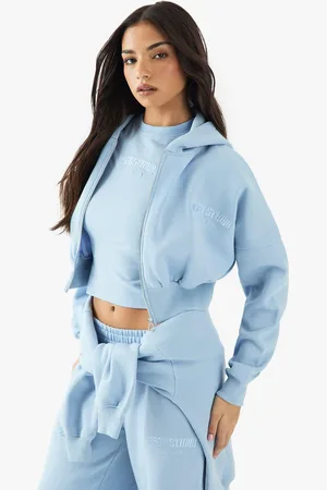 Boohoo Womens Dsgn Studio Sports Club Applique Crop Hoodie - - S