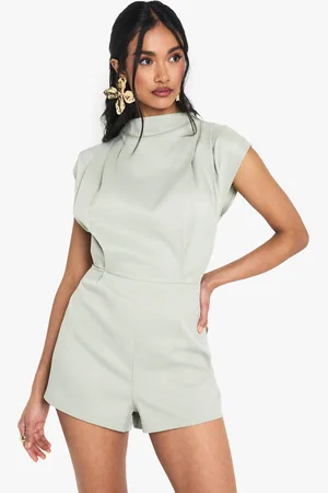 Boohoo Womens Tailored High Neck Cap Sleeve Playsuit - - 8