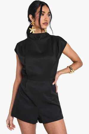 Boohoo Womens Tailored High Neck Cap Sleeve Playsuit - - 8