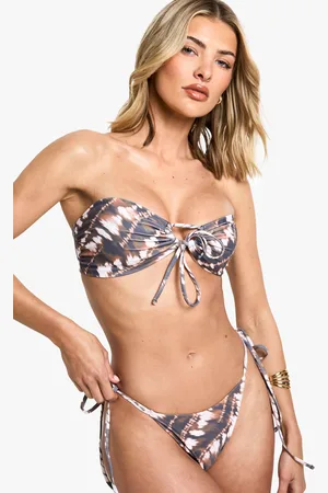 Boohoo Womens Tie Dye Print Tie Side Bikini Bottoms - - 6