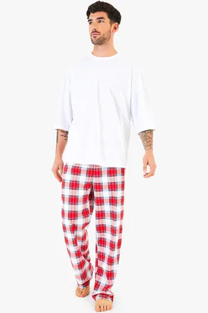 Boohoo Mens Mini Me Matching Family Check Print Trouser Pjs Set - - Xl