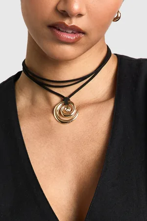 Boohoo Womens Spiral Pendant Cord Choker - - One Size