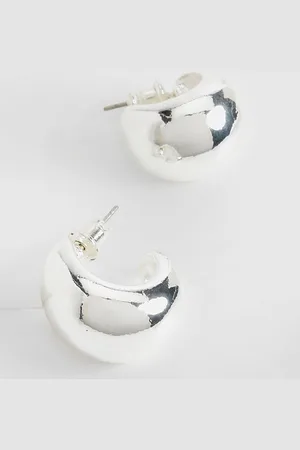 Boohoo Womens Silver Mini Chunky Hoop Earrings - - One Size