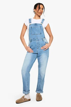 Boohoo Womens Boyfriend Denim Dungarees - - 12