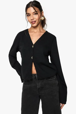 Boohoo Womens Textured Button Front Cardigan - - 6