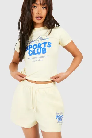 Boohoo Womens Dsgn Studio Sports Club Bubble Slogan Sweat Short - - L