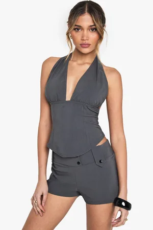 Boohoo Womens Bengaline Halterneck Corset Top - - 6