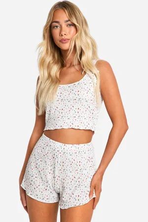 Boohoo Womens Ditsy Floral Print Vest Top & Shorts Pyjama Set - - 8