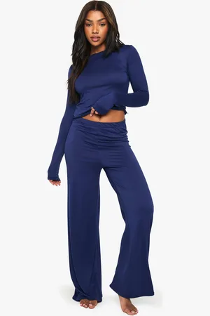 Boohoo Womens Loungewear Soft Peached Long Sleeve Top & Trousers Pyjama Set - - 6