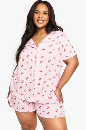 Boohoo Womens Plus Cherry Print Shirt And Short Set - - 16