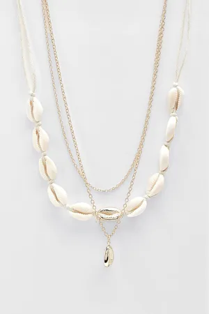 Boohoo Womens Shell Multi Layer Choker Necklace - - One Size