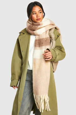 Boohoo Womens Contrast Stripe Knitted Scarf - - One Size