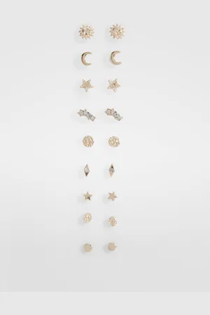 Boohoo Womens Celestial 9 Pack Earrings - One Size