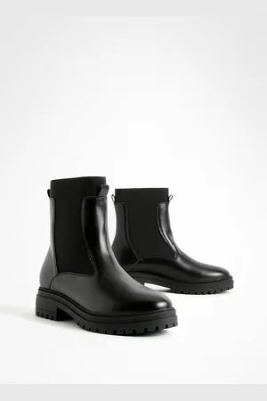 Boohoo Womens Wide Fit Elastic Panel Chunky Chelsea Boots - - 6