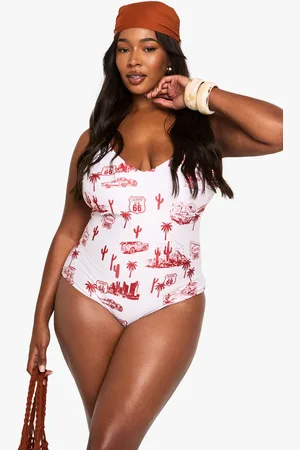 Boohoo Womens Plus Motel Print Swimsuit - - 16