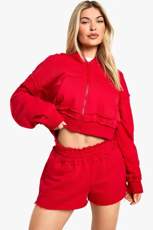 Boohoo Womens Reverse Loopback Boxy Crop Zip Through Hoodie - - L