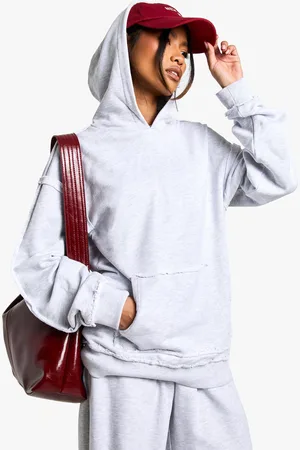 Boohoo Womens Reverse Loopback Over The Head Oversized Hoodie - - S