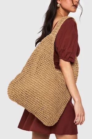 Boohoo Womens Slouchy Raffia Shoulder Bag - - One Size