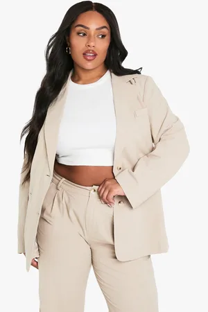 Boohoo Womens Plus Linen Look Belted Blazer - - 16