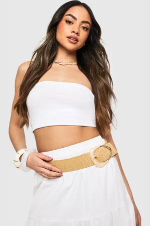 Boohoo Womens Gemstone Buckle Raffia Belt - - One Size