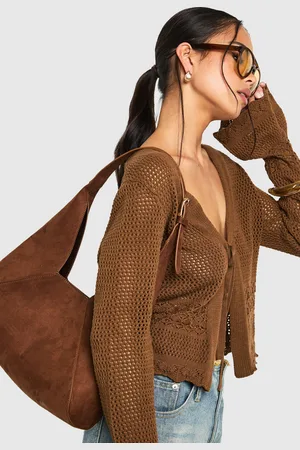 Boohoo Womens Faux Suede Panel Detail Shoulder Bag - - One Size
