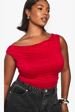 Boohoo Womens Plus Supersoft Rouched Bardot Bodysuit - - 16