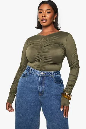 Boohoo Womens Plus Supersoft Rouched Bodysuit - - 16