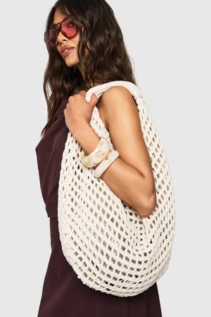 Boohoo Womens Knitted Crochet Slouchy Shoulder Bag - - One Size